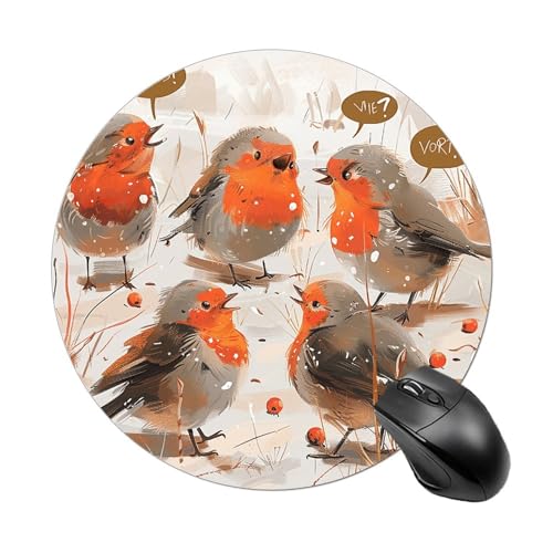 Rundes Mauspad, kleines Mauspad, Mauspad mit einem Schwarm fröhlicher Vögel, rutschfeste Gummiunterseite für kabellose Maus, Gaming-Arbeit Rundes Mauspad, kleines Mauspad, Mauspad mit einem Schwarm fröhlicher Vögel, rutschfeste Gummiunterseite für kabellose Maus, Gaming-Arbeit von BWQSKL