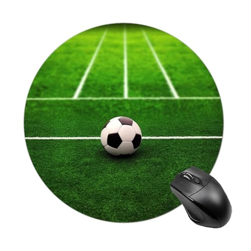 Rundes Mauspad, kleines Mauspad, Mauspad mit grünem Grasfeld, Fußball, Spielplatz, der Ball, rutschfeste Gummiunterseite für kabellose Maus, Gaming, Arbeit Rundes Mauspad, kleines Mauspad, Mauspad mit grünem Grasfeld, Fußball, Spielplatz, der Ball, rutschfeste Gummiunterseite für kabellose Maus, Gaming, Arbeit von BWQSKL