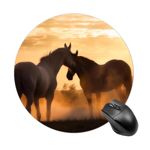 Rundes Mauspad, kleines Mauspad, Mauspad mit verliebten Pferden, rutschfeste Gummiunterseite für kabellose Maus, Gaming, Arbeit Rundes Mauspad, kleines Mauspad, Mauspad mit verliebten Pferden, rutschfeste Gummiunterseite für kabellose Maus, Gaming, Arbeit von BWQSKL
