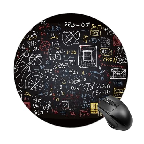Rundes Mauspad, kleines Mauspad, mit Mathematik und Physik, rutschfeste Gummiunterseite für kabellose Maus, Gaming-Arbeit Rundes Mauspad, kleines Mauspad, mit Mathematik und Physik, rutschfeste Gummiunterseite für kabellose Maus, Gaming-Arbeit von BWQSKL