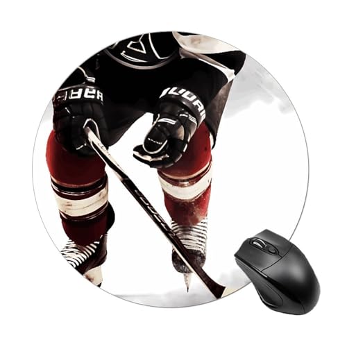 Rundes Mauspad, kleines Mauspad mit Eishockey-Muster, rutschfeste Gummiunterseite für kabellose Maus, Gaming-Arbeit Rundes Mauspad, kleines Mauspad mit Eishockey-Muster, rutschfeste Gummiunterseite für kabellose Maus, Gaming-Arbeit von BWQSKL