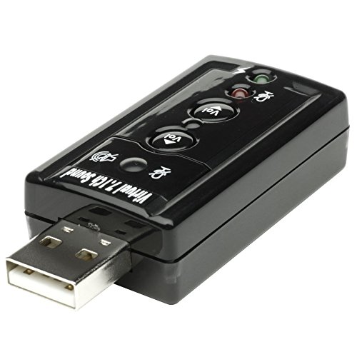 USB für Kopfhörer + Mikrofon 3D Soundkarte Virtual 7.1 Adapter Schwarz von BWR