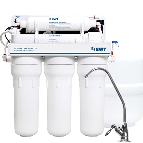 BWT Standard Umkehrosmose für den Haushalt mit Pumpe, 75 GPD, Durchflussmenge 8 l/h, 12-Liter-Tank, 5 Stufen mit Mineralisierung, Rückgewinnungsrate 10–20 Prozent, Einlassdruck 2–5 bar BWT Standard Umkehrosmose für den Haushalt mit Pumpe, 75 GPD, Durchflussmenge 8 l/h, 12-Liter-Tank, 5 Stufen mit Mineralisierung, Rückgewinnungsrate 10–20 Prozent, Einlassdruck 2–5 bar von BWT