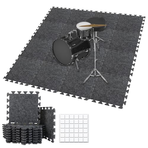 BXI Dicke Schallabsorber Puzzle-Bodenmatten, 16 Stück 28 x 28 x 0,9 cm Hochdichte Klavier matte Schlagzeug teppich, Rutschfeste Anti-Vibrations Schallschutzmatten Akustik Unterlagen für Tonstudio BXI Dicke Schallabsorber Puzzle-Bodenmatten, 16 Stück 28 x 28 x 0,9 cm Hochdichte Klavier matte Schlagzeug teppich, Rutschfeste Anti-Vibrations Schallschutzmatten Akustik Unterlagen für Tonstudio von BXI