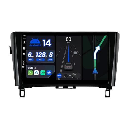 BXLIYER - 6G+128G - Android 14 - Autoradio für Nissan XTrail Qashqai j11 Rouge (2014-2018) - Kabellos CarPlay/Android Auto - Kamera + MIC - IPS 10.1 Zoll 2 Din - DAB Lenkradsteuerung Fast-boot 360-CAM von BXLIYER