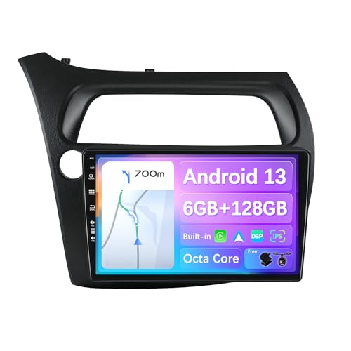 BXLIYER - [6G+128G] - Android 13 IPS Autoradio Passt für Honda Civic (2006-2012) - Kabellos CarPlay/Android Auto/DSP - LED Kamera & MIC - 9 Zoll 2 Din - DAB Lenkradsteuerung Fast-Boot 360-Camera WiFi von BXLIYER