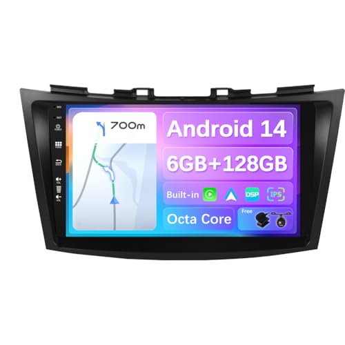 BXLIYER - 6G+128G - Android 14 IPS Autoradio Passt für Suzuki Swift/Ertiga (2011-2017) - Kabellos CarPlay/Android Auto/DSP - Kamera & MIC - 9 Zoll 2 Din - DAB Lenkradsteuerung Fast-Boot 360-Kamera von BXLIYER