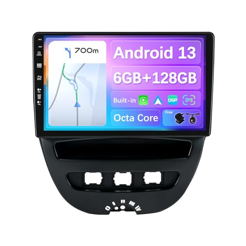 BXLIYER - 6G+128G - Android 13 IPS Autoradio Passt für Toyota Aygo/Peugeot 107/Citroen C1 (2005-2014) - Kabellos CarPlay/Android Auto/DSP - Kamera & MIC - 10.1 Zoll 2 Din -DAB SWC Fast-boot 360-Kamera von BXLIYER