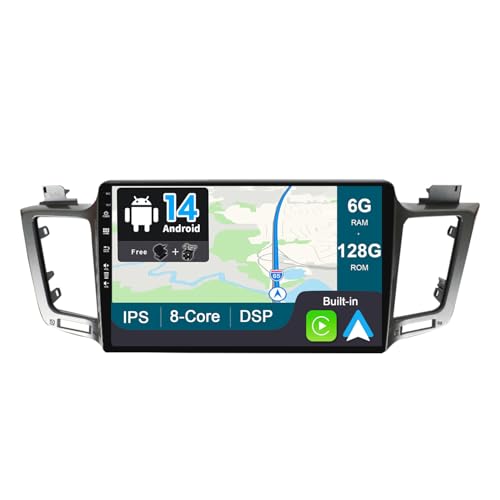 BXLIYER - [6G+128G] - Android 13 IPS Autoradio Passt für Toyota RAV4 (2013-2018) - Eingebaut DSP/Carplay/Android Auto - LED Kamera + MIC - 10.1 Zoll 2 Din - Unterstützung SWC DAB Fast-Boot 360-Kamera von BXLIYER