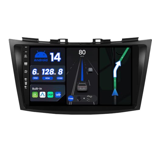 BXLIYER - 6G+128G - Android 14 IPS Autoradio für Suzuki Swift/Ertiga (2011-2017) - Kabellos CarPlay/Android Auto/DSP - LED Kamera & MIC - 9 Zoll 2 Din - DAB Lenkradsteuerung Fast-Boot 360-CAM WiFi von BXLIYER