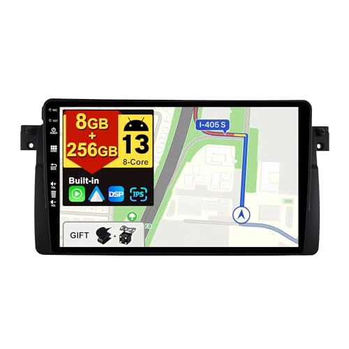 BXLIYER - [8G+256G, 8-Core] - Android 13 IPS Autoradio für BMW E46 / M3 / 3 Series (1998-2005) - Kabellos CarPlay/Android Auto/DSP - LED Kamera & MIC - 9 Zoll 2 Din - DAB SWC Fast-Boot 360-Kamera von BXLIYER