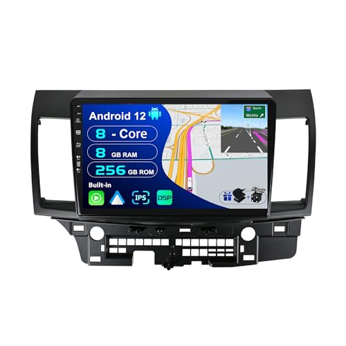 BXLIYER - [8G+256G, 8-Core] - Android 12 IPS Autoradio für Mitsubishi Lancer (2010-2016) - Kabellos CarPlay/Android Auto/DSP - Kamera & MIC - 10.1 Zoll 2 Din - DAB Lenkradsteuerung Fast-Boot 360-CAM von BXLIYER