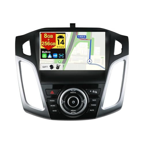 BXLIYER - [8G+256G, 8-Core] - Android 14 IPS Autoradio für Ford Focus (2012-2017) - Kabellos CarPlay/Android Auto - LED Kamera & MIC - 9 Zoll 2 Din - DAB Lenkradsteuerung Fast-Boot 360-CAM WiFi AHD von BXLIYER