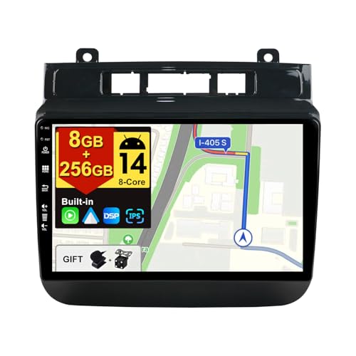 BXLIYER - [8G+256G, 8-Core] - Android 14 IPS Autoradio für VW Touareg FL NF (2011-2017) - Kabellos CarPlay/Android Auto/DSP - LED Kamera & MIC - 9 Zoll 2 Din - DAB Lenkradsteuerung Fast-Boot 360-CAM von BXLIYER