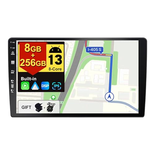 BXLIYER - [8G+256G, Octa-Core] - Android 13 IPS Doppel Din Autoradio mit GPS Navi Bildschirm Auto Stereo - CarPlay Android Auto - Kamera & MIC - 9 Zoll 2 Din - DAB Lenkradsteuerung WiFi DSP Bluetooth von BXLIYER