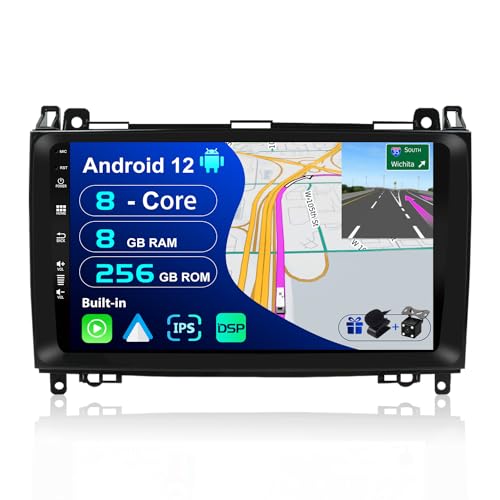 BXLIYER - [8G+256G] - Android 12 IPS Autoradio für Benz W169 W245 B160 B170 B180 B200 W639 Vito Viano W906 Sprinter - Kabellos CarPlay/Android Auto/DSP - Kamera & MIC - 9 Zoll 2 Din - DAB SWC 360-CAM von BXLIYER