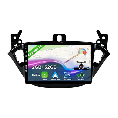 BXLIYER 9 Zoll Android 14 Autoradio für Opel Corsa/Adam (2013-2019) - Rückfahrkamera KOSTENLOS - 2G+32G - 2 Din - DAB Lenkradsteuerung WiFi Carplay Android Auto DSP Split-Screen 4G Bluetooth von BXLIYER