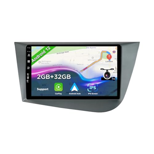 BXLIYER 9 Zoll Android 12 Autoradio für Seat Leon MK2 (2005-2012) - Rückfahrkamera KOSTENLOS - 2G+32G - 2 Din - DAB Lenkradsteuerung WiFi Carplay Android Auto DSP Split-Screen 4G Bluetooth von BXLIYER