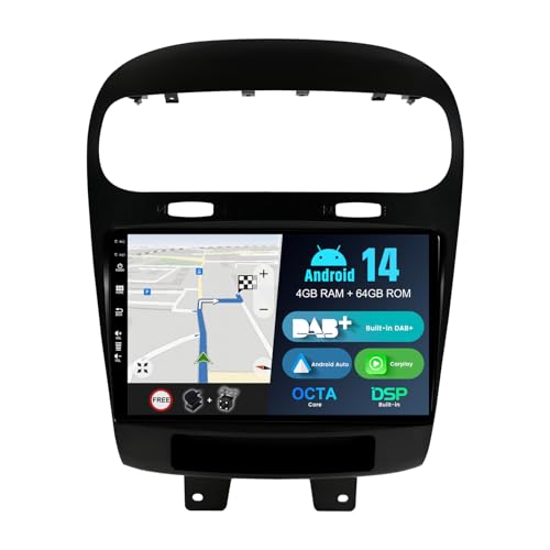 BXLIYER Android 12 IPS Autoradio - [Eingebaut DAB] - für FIAT Freemont Dodge Journey Leap (2012-2020) - Kabellos Carplay/Android Auto - 4G+64G - Kamera + MIC - 9 Zoll 2 Din - SWC Fast-Boot 360-Kamera von BXLIYER