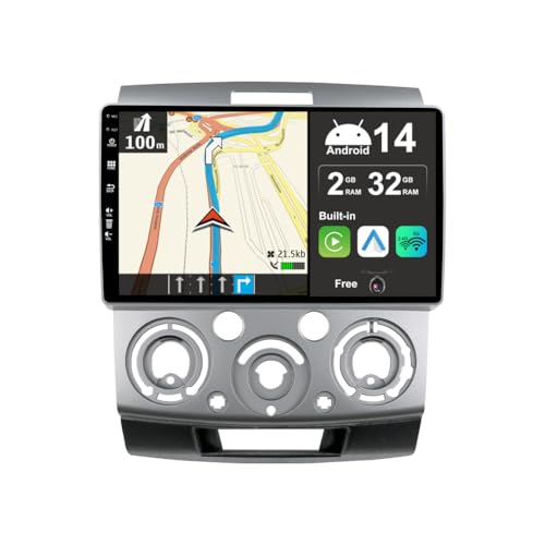 BXLIYER Android 13 IPS Autoradio Passt für Ford Ranger/Everest/Mazda BT50 J97M (2006-2013) - Eingebautes CarPlay Android Auto - KOSTENLOS Kamera - 2G+32G - 9 Zoll 2 Din - DAB SWC WiFi Fast-Boot von BXLIYER