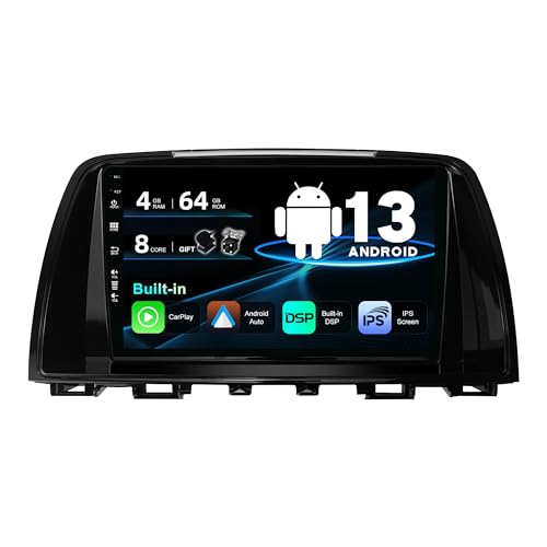 BXLIYER Android 12 IPS Autoradio Passt für Mazda ATENZA Mazda 6 (2012-2015) - Eingebaut Carplay/Android Auto/DSP - LED Kamera + MIC - 4G+64G - DAB 360-Camera Lenkradsteuerung Fast-Boot - 2 Din 9 Zoll von BXLIYER