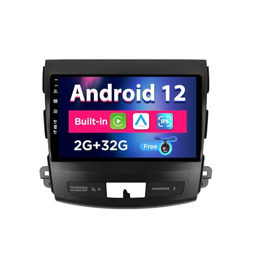 BXLIYER Android 12 IPS Autoradio Passt für Mitsubishi Outlander (2008-2015) - Eingebaut CarPlay/Android Auto - Rückfahrkamera KOSTENLOS - 2G+32G - Lenkradsteuerung DAB Fast-Boot WiFi - 2 Din 9 Zoll von BXLIYER