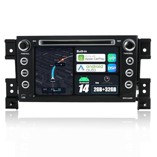 BXLIYER Android 12 IPS Autoradio Passt für Suzuki Grand Vitara(2005-2018) - Eingebautes CarPlay Android Auto - KOSTENLOS Rückfahrkamera - 2G+32G - 7 Zoll 2 Din -DSP DAB Lenkradsteuerung WiFi Fast-boot von BXLIYER