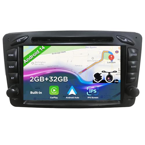 BXLIYER Android 12 IPS Autoradio für Benz ML W163/CLK W209/C-Class W203 /SLKW170/E-Klasse W210/A-Klasse W168 - Eingebautes CarPlay Android Auto - Camera + MIC - 2G+32G - 2 Din - DSP DAB SWC Fast-Boot von BXLIYER