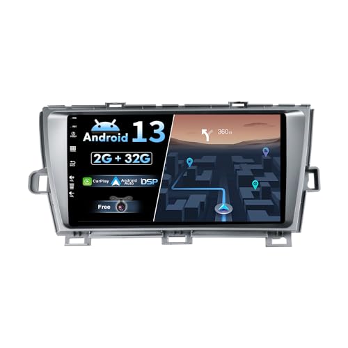 BXLIYER Android 13 Autoradio Passt für Toyota Prius LHD (2005-2012) - Eingebautes CarPlay Android Auto - KOSTENLOS Rückfahrkamera - 2G+32G - IPS 9 Zoll 2 Din - DAB Lenkradsteuerung Fast-Boot WiFi DSP von BXLIYER