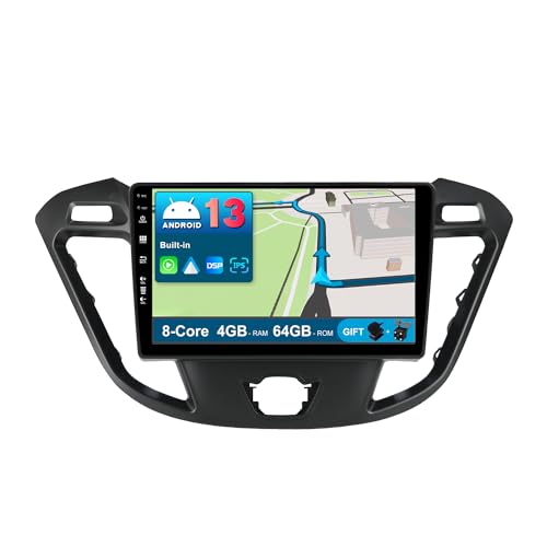 BXLIYER Android 13 IPS Autoradio Passt für Ford Tourneo Transit Custom (2013-2021) - 4G+64G - Eingebaut DSP/Carplay/Android Auto - LED Kamera + MIC - 9 Zoll 2 Din - SWC WiFi DAB 360-Camera Fast-Boot von BXLIYER
