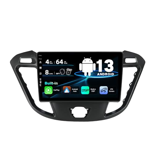 BXLIYER Android 13 IPS Autoradio Passt für Ford Tourneo Transit Custom (2013-2021) - Eingebaut Carplay/Android Auto/DSP - LED Kamera + MIC - 4G+64G - DAB 360-Camera SWC Fast-boot WIFI 4G -2 Din 9 Zoll von BXLIYER