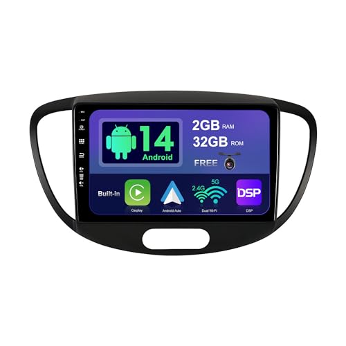 BXLIYER Android 13 IPS Autoradio Passt für Hyundai I10 (2007-2013) - Eingebaut CarPlay/Android Auto - Rückfahrkamera KOSTENLOS - 2G+32G - Lenkradsteuerung DAB Fast-Boot BT WiFi DSP - 2 Din 9 Zoll von BXLIYER