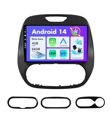 BXLIYER Android 13 IPS Autoradio Passt für Renault Kaptur Captur (2014-2019) - Eingebaut Carplay/Android Auto/DSP - LED Kamera + MIC - 4G+64G - DAB 360-Camera Lenkradsteuerung Fast-Boot -2 Din 9 Zoll von BXLIYER