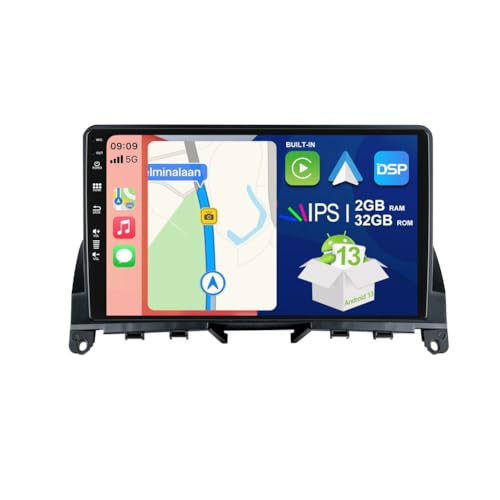 BXLIYER Android 13 IPS Autoradio für Benz W204 S204 C-Class C180 C200 C220 (2006-2011) - Eingebautes CarPlay Android Auto - KOSTENLOS Kamera - 2G+32G - 9 Zoll 2 Din- Lenkradsteuerung DAB DSP Fast-boot von BXLIYER