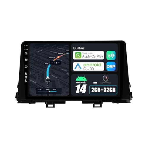 BXLIYER Android 14 Autoradio für KIA Morning Picanto (2017-2020) GPS Navi Radio - Kabellos CarPlay Android Auto - Rückfahrkamera - 2G+32G - IPS 9 Zoll 2 Din - DAB Lenkradsteuerung WiFi DSP Bluetooth von BXLIYER