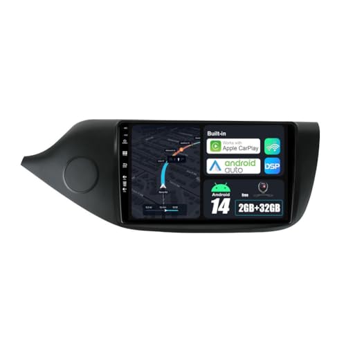BXLIYER Android 14 Autoradio für Kia CEE'd CEED JD (2012-2018) Sat NAV - Kabellos CarPlay Android Auto - Rückfahrkamera - 2G+32G - IPS 9 Zoll 2 Din - DAB Lenkradsteuerung Dual Band WiFi DSP Bluetooth von BXLIYER