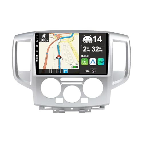 BXLIYER Android 14 Autoradio mit Sat Nav für NISSAN NV200 (2014-2018) - Kabellos CarPlay + Android Auto - Rückfahrkamera - 2G+32G - IPS 9 Zoll 2 Din - DAB Lenkradsteuerung Dual Band WiFi DSP Bluetooth von BXLIYER