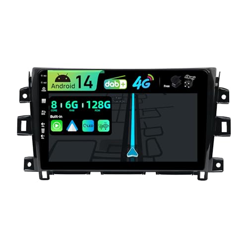 BXLIYER | Eingebaut 4G DAB | Android 14 QLED Autoradio für Nissan NAVARA NP300 (2016-2018) | 6G+128G | CarPlay Android Auto | Kamera + MIC | Dual Band WiFi Lenkradsteuerung DSP | 10.1 Zoll Octa-Core von BXLIYER