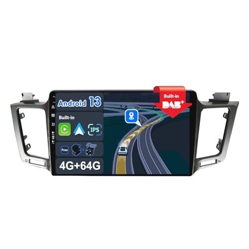 BXLIYER -[Eingebaut DAB]- Android 12 IPS Autoradio für Toyota RAV4 (2013-2018) - Kabellos Carplay/Android Auto - 4G+64G - LED Kamera + MIC - 10.1 Zoll 2 Din - Lenkradsteuerung Fast-Boot 360-CAM WiFi von BXLIYER