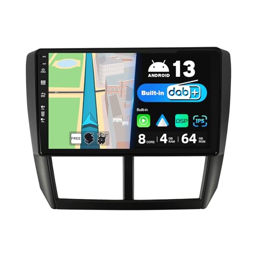 BXLIYER [Eingebaut DAB] Android 13 Autoradio für Subaru Forester 3 (2007-2013) - Wireless DSP/Carplay/Android Auto - 4G+64G - Kamera + MIC - Lenkradkontrolle WiFi Fast-Boot 360-CAM - IPS 9 Zoll 2 Din von BXLIYER