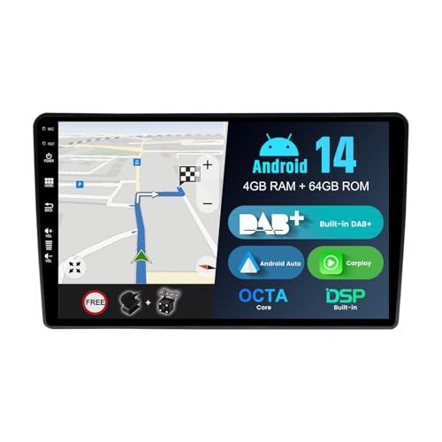 BXLIYER - Eingebaut DAB - Android 14 IPS Autoradio für Renault Duster/Dacia Sandero/Lada Xray 2/Captur/Logan 2 - Carplay Android Auto - 4G+64G - Kamera + MIC - 9 Zoll - Lenkradsteuerung WiFi 360-CAM von BXLIYER