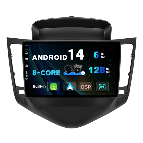 SXAUTO - 6G+128G - Android 14 IPS Autoradio für Chevrolet Cruze (2009-2014) - Eingebaut Carplay/Android Auto/DSP - LED Kamera + MIC - DAB Lenkradsteuerung Fast-Boot 360-CAM WiFi AHD - 2 Din 9 Zoll von BXLIYER