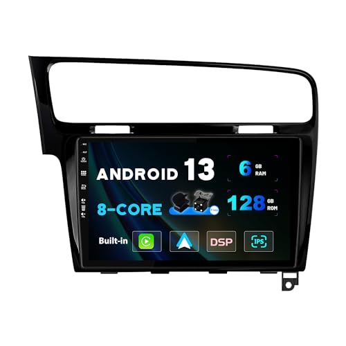 SXAUTO - 6G+128G - Android 13 IPS Autoradio für Golf 7 (2013-2018) - Eingebaut Carplay/Android Auto/DSP - LED Kamera + MIC -DAB Lenkradsteuerung Fast-Boot 360-CAM WiFi - 2 Din 10.1 Zoll - Schwarz von BXLIYER