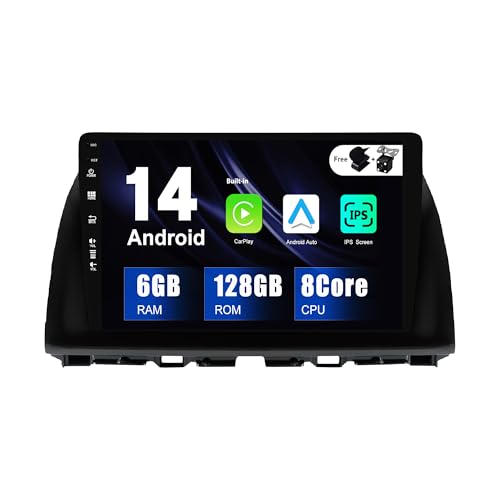 SXAUTO - 6G+128G - Android 13 IPS Autoradio für Mazda CX-5 (2013-2016) - Eingebaut Carplay/Android Auto/DSP - LED Kamera + MIC - DAB Lenkradsteuerung Fast-Boot 360-CAM WiFi - 2 Din 10.1 Zoll von BXLIYER