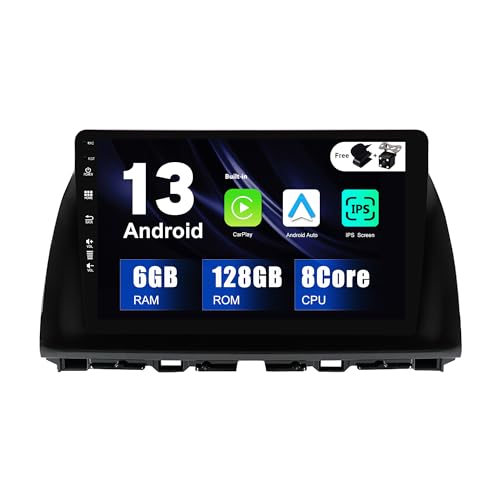 SXAUTO - 6G+128G - Android 13 IPS Autoradio für Mazda CX-5 (2013-2016) - Eingebaut Carplay/Android Auto/DSP - LED Kamera + MIC - DAB Lenkradsteuerung Fast-Boot 360-CAM WiFi - 2 Din 10.1 Zoll von BXLIYER