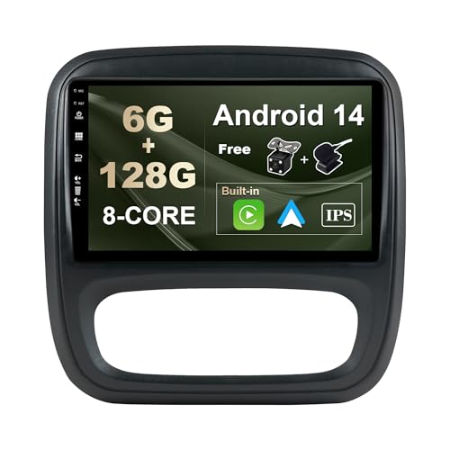 SXAUTO -6G+128G- Android 13 IPS Autoradio für Renault trafic 3 / Opel Vivaro B (2014-2021) - Eingebaut Carplay/Android Auto - Kamera + MIC - DAB Lenkradsteuerung Fast-Boot 360-CAM WiFi - 2 Din 9 Zoll von BXLIYER