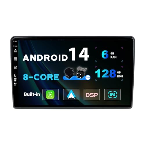 SXAUTO - 6G+128G - Android 14 IPS Autoradio für FIAT Ducato/Citroen Jumper/Peugeot Boxer Radio GPS Navigation - Carplay/Android Auto/DSP - Kamera + MIC - DAB Lenkradsteuerung WiFi - 2 Din 9 Zoll von BXLIYER