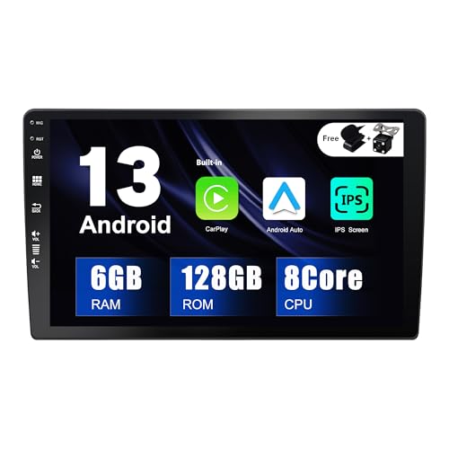 SXAUTO [6G + 128G] Android 13 IPS Autoradio – kabellos CarPlay/Android Auto – LED Kamera + Mikrofon – DAB Dual Band WIFI Fast-Boot Lenkrad 360-CAM AHD DSP BT – 2 Din 9 Zoll Schnellstart von BXLIYER