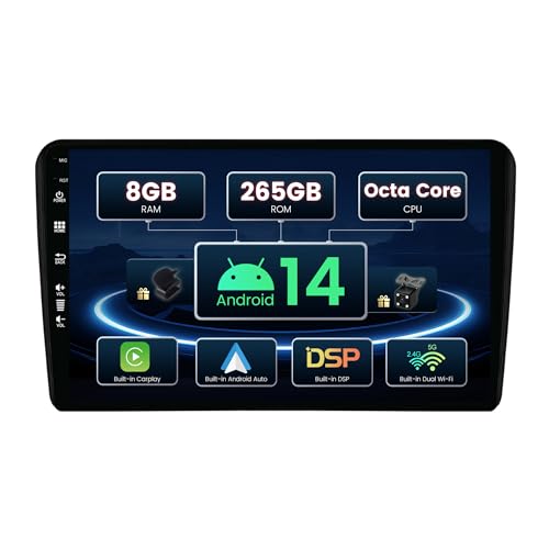 SXAUTO ¦ 8G+256G ¦ Android 12 IPS Autoradio für Audi A3 8P 8PA S3 RS3 (2003-2013) - Eingebaut Carplay/Android Auto/DSP - LED Kamera + MIC - DAB Lenkradsteuerung Fast-Boot 360-CAM WiFi - 2 Din 9 Zoll von BXLIYER