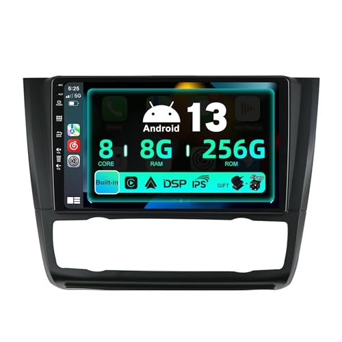 SXAUTO ¦ 8G+256G ¦ Android 13 IPS Autoradio für BMW 1 Series E81 E82 E87 E88 (2004-2012) - Eingebaut Carplay/Android Auto/DSP - Kamera + MIC - DAB Lenkradsteuerung Fast-boot 360-CAM AHD - 2 Din 9 Zoll von BXLIYER